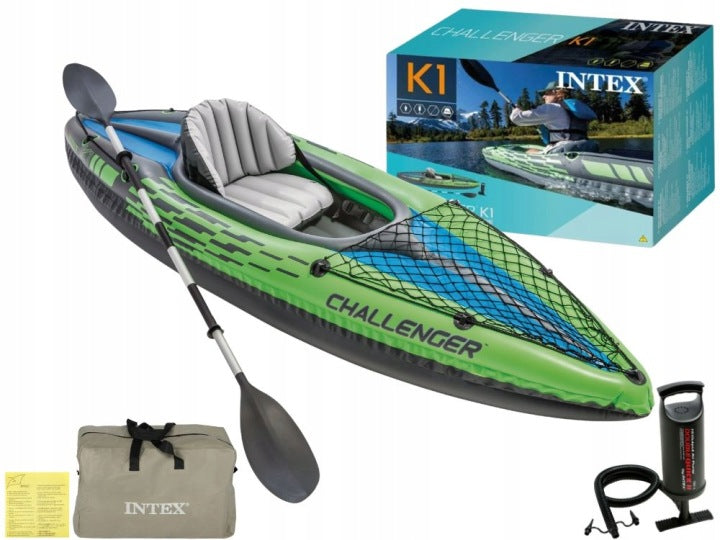 Intex Challenger K1 One-Person Inflatable Kayak Set with Pump, Paddle and Bag
