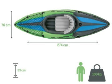 Intex Challenger K1 One-Person Inflatable Kayak Set with Pump, Paddle and Bag